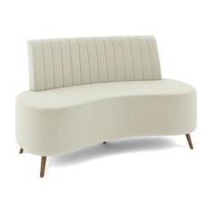 Imagem de Sofá Living Katara 1,35M 2 Lugares Pés Madeira Mel Veludo Bege Claro G33 - Gran Belo