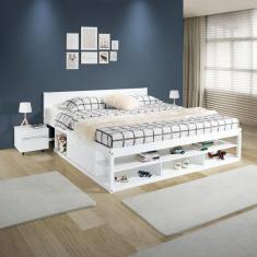 Imagem de Cama King Multifuncional Madeira Maciça Irara Cabecasa Madeiramadeira Branco Lavado