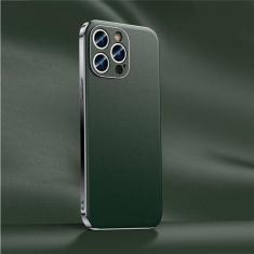 Imagem de Capa de telefone de couro para iphone 14 12 11 13 15 pro max 15pro 14pro chapeamento proteção de lente completa capa traseira, verde (a006), para iphone 14 plus