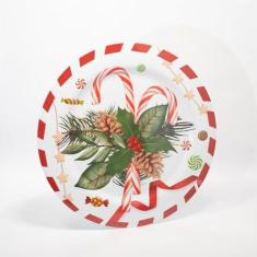 Imagem de Prato Para Bolo Enfeite Decorativo De Natal Melamina 35cm