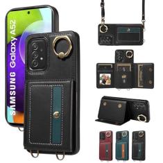 Imagem de Furill Capa de telefone para Samsung Galaxy A52/A52S 5G capa carteira com alça de ombro transversal e porta-cartão de couro bolso de crédito giratório 360° suporte celular A 52 S 4G G5 52A S52 52S