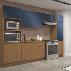 Imagem de Cozinha Completa 5 Peças com Tampo para Cozinha Canela/Azul