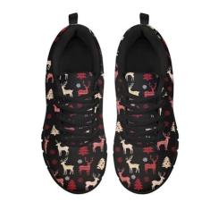 Imagem de GOSTONG Tênis de corrida feminino, de malha respirável, sola de borracha, antiderrapante, cadarço para uso ao ar livre, preto, 34-46, Cervo natalino, 41