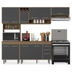 Imagem de Cozinha 4 Peças Barcelona com Balcão de Cozinha Carvalho Grafite - Poliman