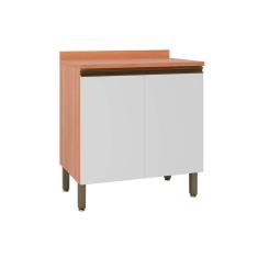 Imagem de Módulo Cozinha Telasul Thela Macadâmia Balcão c/ Tampo Thela Macadâmia c/ 2 Portas 80cm Freijo/Branco - Telasul