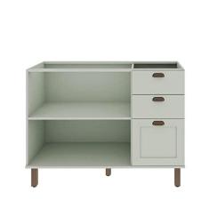Imagem de Balcão Para Cozinha 2 Portas 3 Gavetas Provençais sem Tampo Iluminata Genialflex Verde Mint