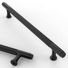 Imagem de Asidrama Pacote com 10 puxadores de armário de cozinha serrilhados preto fosco de 7,5 polegadas (192 mm), puxadores de armário de cozinha puxadores de gaveta puxadores de cômoda puxadores de gaveta