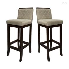 Imagem de Kit 2 Banquetas Alta em Madeira Maciça Nice Matelassê Suede Bege CCS