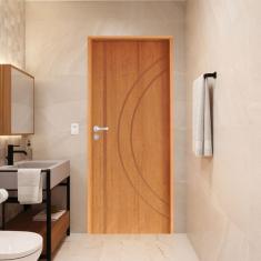 Imagem de Porta Lisa Padrão Imbuia Concept 10 Batente Ecológico 09 Fechadura Stilo Wc 82 X 2,10 D Natural