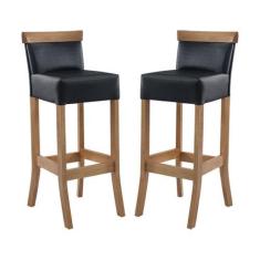 Imagem de Kit 2 Banquetas Alta Encosto Estofada 36 x 100 Cm Diamantina Madeira M