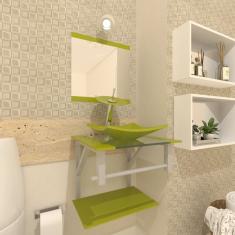 Imagem de Gabinete de Vidro 40cm para banheiro Quadrado - Armênia-Verde Oliva