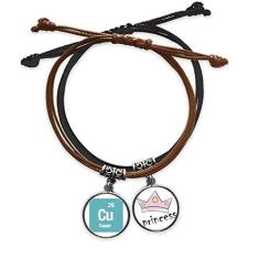Imagem de DIYthinker Pulseira de couro Copper Chemical Element Science com corrente de mão e pulseira de princesa