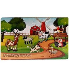 Imagem de Quebra Cabeça Encaixe Fazendinha Brinquedo Educativo em MDF
