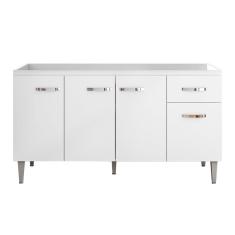 Imagem de Balcão Gabinete Gabriela 150cm Sem Tampo 4 Portas Branco