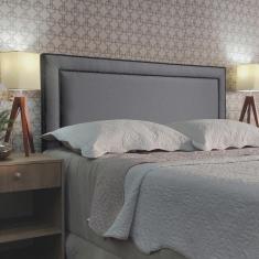 Imagem de Cabeceira Casal 140 Cama Box Diamond 2 Sevilha Cinza Linho Painel rbl
