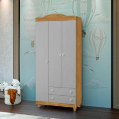 Imagem de Guarda Roupa Lara 3 Portas E 2 Gavetas Em Mdf Nature / Cinza