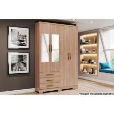 Imagem de Guarda Roupa Casal 4 Portas (2 c/ Espelho) e 3 Gavetas c/ Pés Caju DA1
