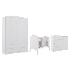 Imagem de Dormitório Completo Infantil Encanto Guarda-Roupa, Cômoda e Berço Harmonia - Permóbili Baby