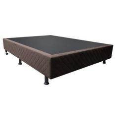 Imagem de Base Box Para Cama Casal 138X188cm Liz S05 Suede Bordado Marrom - Mpoz