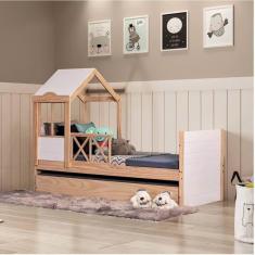 Imagem de Bicama Solteiro Infantil Garden com Telhado Plus Casatema Marroml/Branco