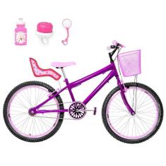 Imagem de Bicicleta Infantil Aro 24 Aero E Cadeirinha Violeta E Rosa