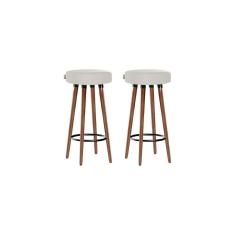 Imagem de Kit 2 Banquetas Moderna Alta Roma Slim Bege Claro 70cm