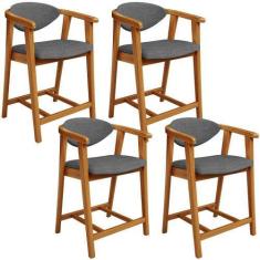 Imagem de Kit 04 Banquetas Baixa Cozinha Sala de Jantar Bancada Cecília L02 Linh