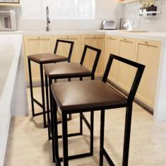 Imagem de Jogo 4 Banqueta Alta Balcão Bistrô Preta Confort Industrial Assento Es