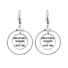 Imagem de World best Deskmate Brincos com citação "I Love You", argola pendurada, joia circular