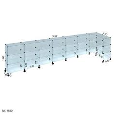 Imagem de Balcão L Modulado em Vidro com Rodízio 3,50 x 1,00 x 1,00