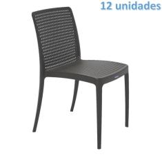 Imagem de Kit 12 Cadeiras Plastica Monobloco Isabelle Marron Tramontina