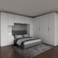 Imagem de Guarda Roupa Modulado De Canto 12 Portas 6 Peças 1 Mesa De Cabeceira H