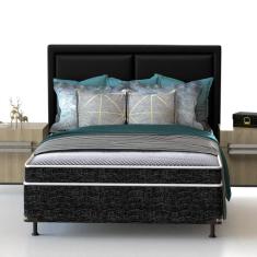 Imagem de Cama Box de Casal Probel Guarda Costas Espuma D20 50x138x188cm - Branco/Preto