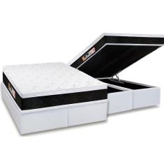 Imagem de Cama Box Baú King: Colchão Espuma Castor D45 Black e White Air Euro Pillow + Base crc Courano White(193x203)