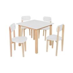 Imagem de Mesa Infantil Moderna 2 Cadeiras Colorida Criança Madeira - Quality
