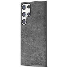 Imagem de SALAWAT Capa para Galaxy S22 Ultra, capa de telefone fina de couro PU vintage à prova de choque, leve, macia, amortecedora, capa protetora híbrida de policarbonato rígido para Samsung Galaxy S22 Ultra