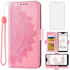 Imagem de Asuwish Capa carteira compatível com Google Pixel 3 XL, protetor de tela de vidro temperado, suporte para cartão de crédito, bolsa dobrável, alça de pulso, capa de celular para Pixel3XL Pixel3 LX