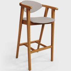 Imagem de Banqueta Alta Para Cozinha Bancada Bar Sala de Jantar Fixa Cecília L02 Linho Bege - Lyam