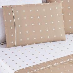 Imagem de Jogo De Cama Lençol 200 Fios Petit Poá Queen 04 Peças Caqui