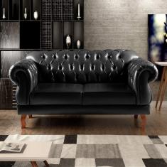 Imagem de Sofá 2 Lugares Duquesa Chesterfield Decoração Recepção Preto