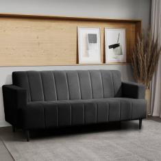 Imagem de Sofá 3 Lugares 203cm Uvaia CabeCasa MadeiraMadeira Veludo Preto