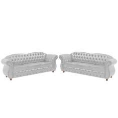 Imagem de Dois Sofás Chesterfield Merlo 3 lugares 2M - Corano Branco / Decoração