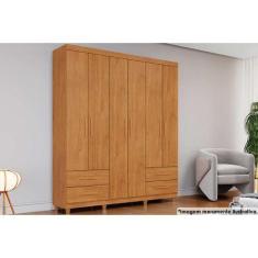 Imagem de Guarda Roupa 6 Portas e 4 Gavetas c/ Pés Canadá Plus Cinamomo - Conqui
