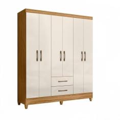Imagem de Guarda Roupa Casal 6 Portas E 2 Gavetas Panamá Freijó off White Freijó off White