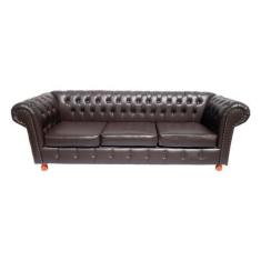 Imagem de Sofa Chesterfield Luiz XV Marrom Cafe 1.80 Sala Recepcao Barbearia - N