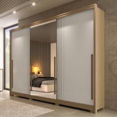 Imagem de Guarda Roupa Casal 3 Portas de Correr Espelho New Guarapari  - Móveis 