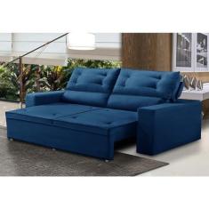 Imagem de Sofá Retrátil e Reclinável 3 lugares com Molas 2,00m Lais Suede Azul Adonai Estofados