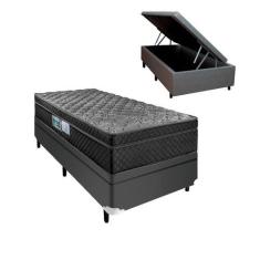 Imagem de Cama Box Com Baú Arezzo Black Solteiro Molas Ensacadas Cinza - Portobe