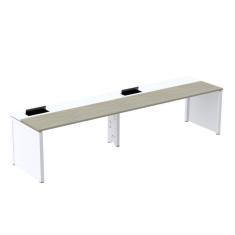 Imagem de Mesa de Plataforma Simples para 2 Pessoas Corporativa 140x792/2p Pscpp140/792/2p Nogueira Casablanca/Branco