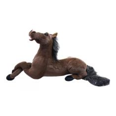 Imagem de Cavalo Realista Marrom Claro Deitado 73cm - Pelúcia